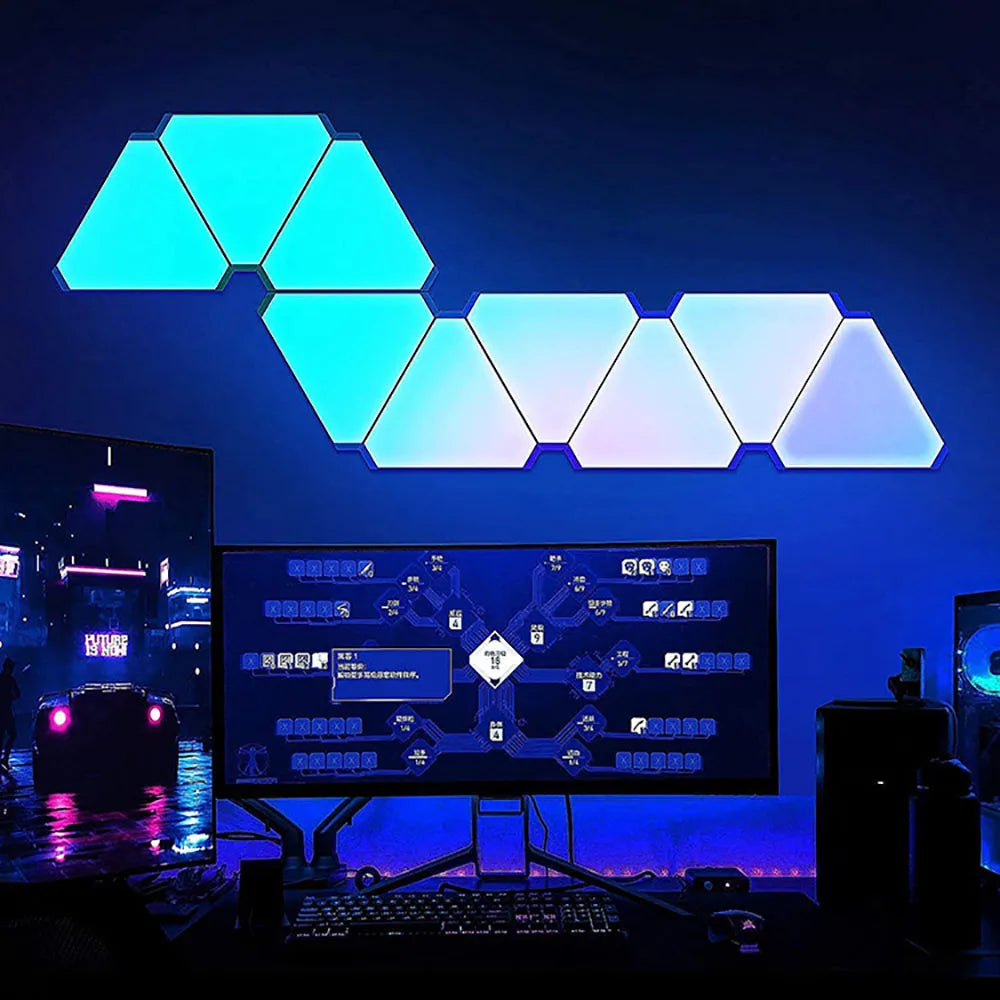 LED Triangular RGB Smart Wall Lamp, Rhythm Background Light for Bedroom & Office