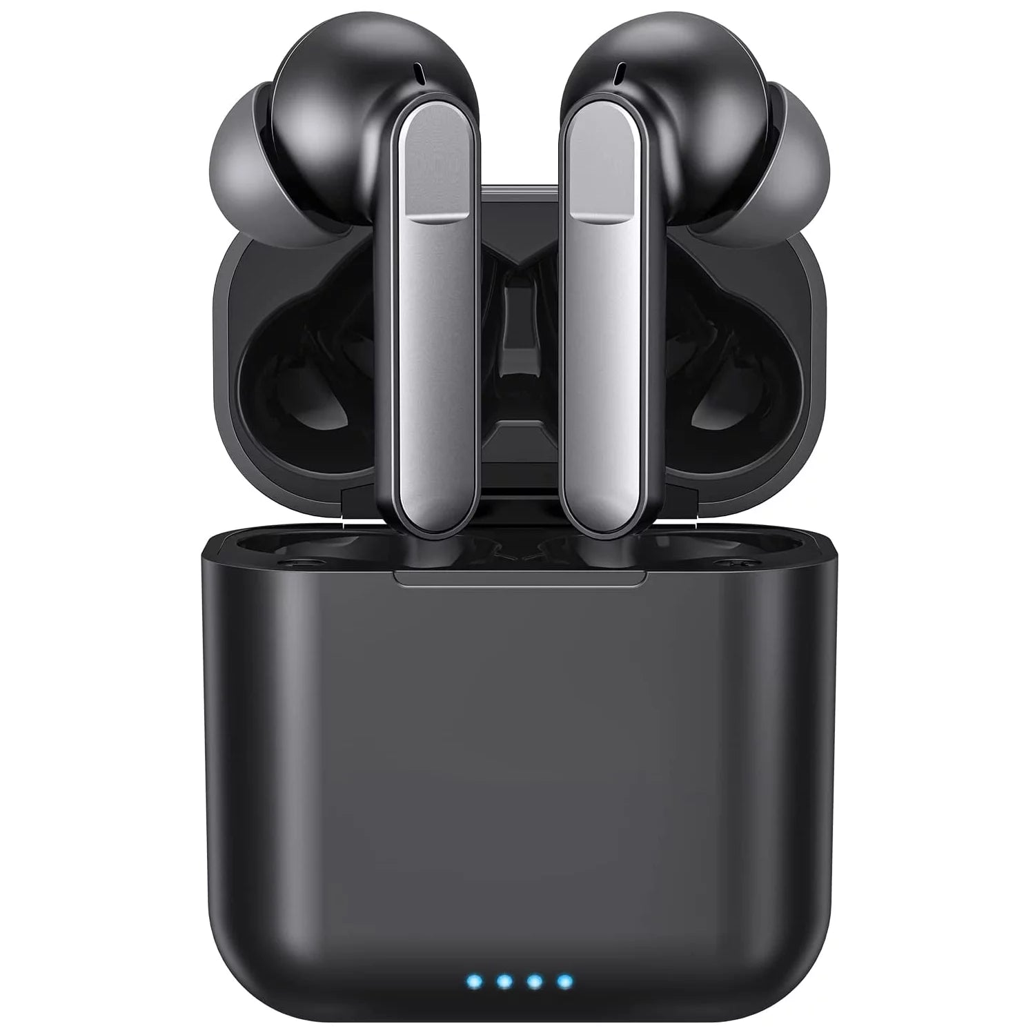 Wireless Bluetooth 5.1 Earbuds, Noise Cancelling, Deep Bass, Waterproof, with Type-C Charging Case & Built-in Mic for iPhone & Android - Black