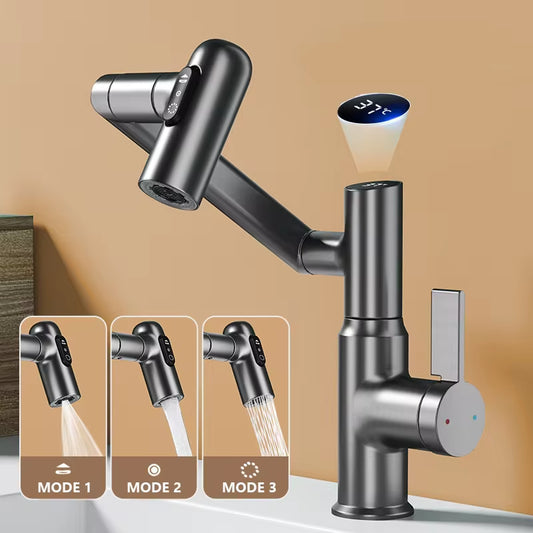 Revolutionary 360° Rotating Digital LED Basin Faucet - Multi-Function Hot & Cold Water Sink Mixer for Ultimate Bathroom Experience