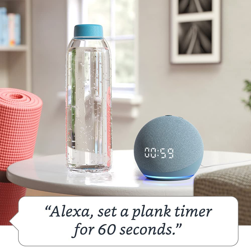 Echo Dot (4th Gen) with Clock and Alexa – Glacier White: Smart, Stylish, and Ready to Transform Your Home.