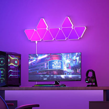 LED Triangular RGB Smart Wall Lamp, Rhythm Background Light for Bedroom & Office